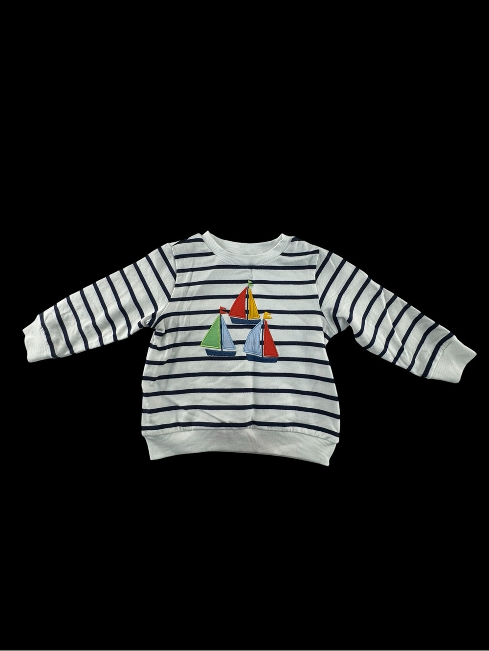 Striped Little Me Navy & White Sailboat Sweatshirt for Kids 24m